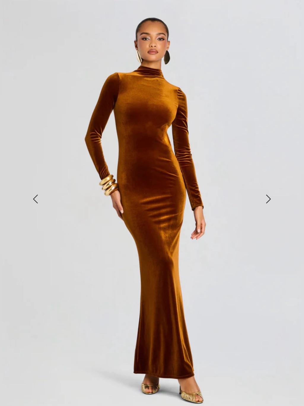 Nib Never Opened - Seroya Viola Xs Velvet Dress - Marigold Brown